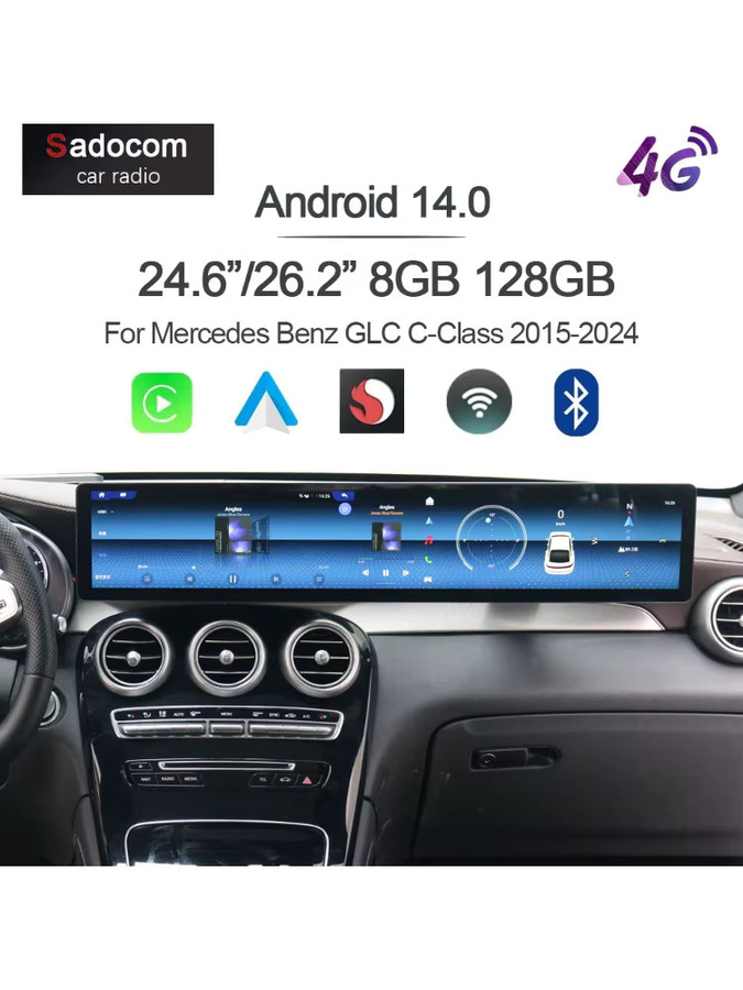 Sadocom Multimedia-Player mit Android 13, Qualcomm CarPlay und GPS für Mercedes Benz GLC und C-Klasse 2015-2024, 8GB RAM, 128GB Speicher, Schwarz - Bild 5