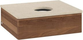 V&B Waschtischunterschrank Antao mit Frontstruktur und Beleuchtung in Walnut, B/T/H: 60 x 50 x 19 cm - Bild 1