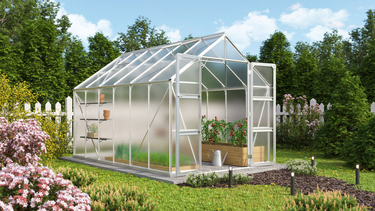 Vitavia Gewächshaus Domus 9900 in Silber mit Aluminiumrahmen und Polycarbonat-Verglasung, 9,9 m² - Bild 2