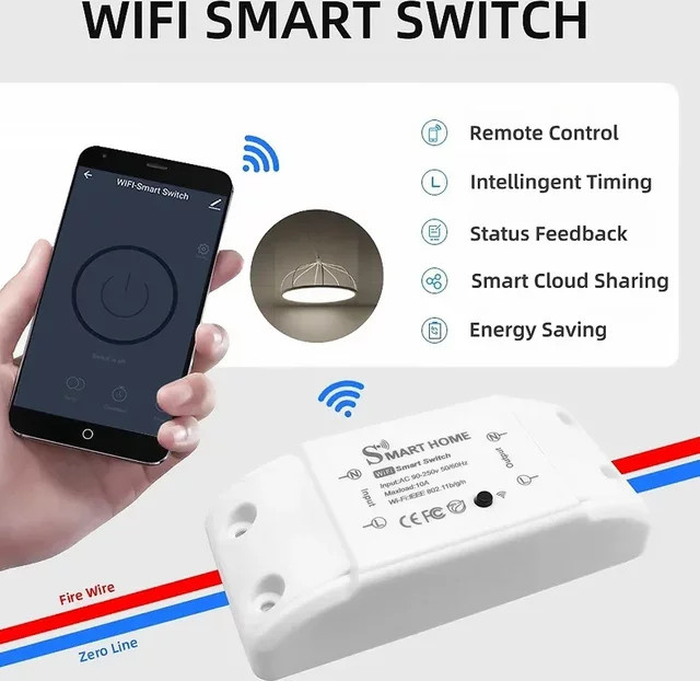 Tuya Smart WiFi Switch mit Bluetooth und Timer, App-Steuerung via Smart Life, Weiß - Bild 1