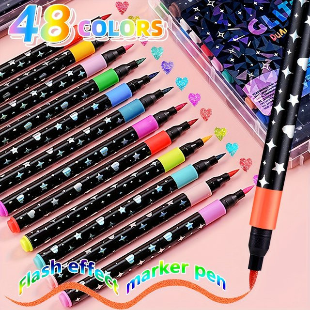 48 farbige Glitzerstifte auf Wasserbasis für Graffiti und professionelle Kunst mit Bullet-Spitze in Multicolour - Bild 1