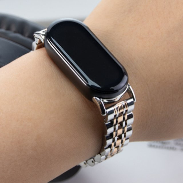 jansin Uhrenarmband Edelstahl, Silber, Unisex, für Xiaomi Mi Band 9 8 - Bild 1
