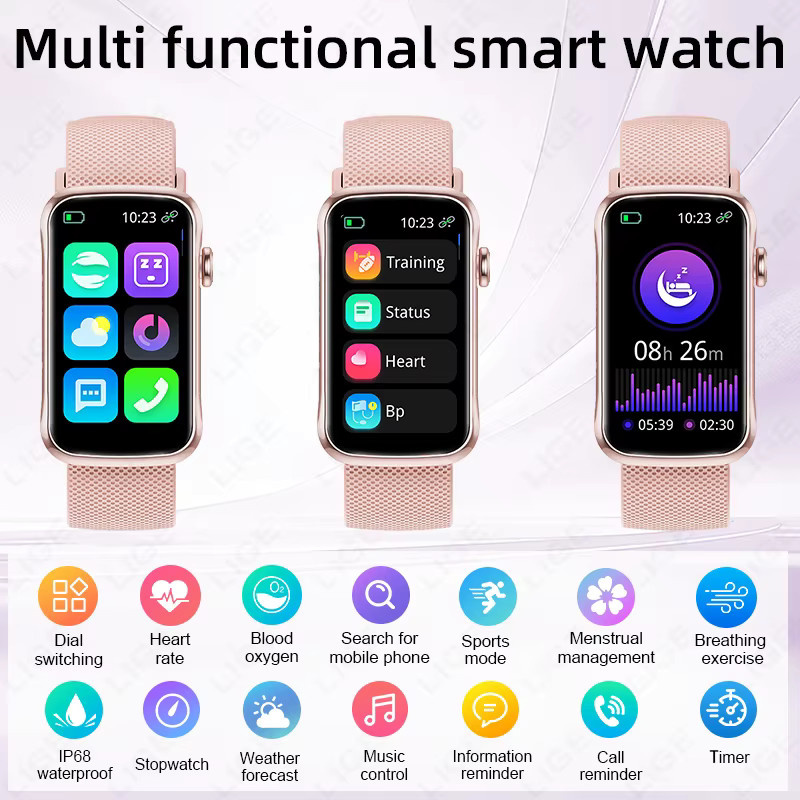 LIGE Smartwatch, Schwarz, Silikon, Unisex - Bild 5