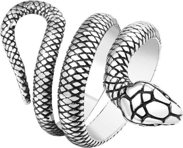 Schlangenring Edelstahl, Silber, Vintage, Unisex - Bild 1