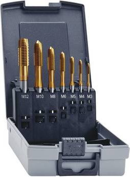 Eventus by Exact 11314 Maschinengewindebohrer-Set 7teilig metrisch M3 bis M12 silberfarben rechtsschneidend nach DIN 371 und DIN 376 - Bild 1