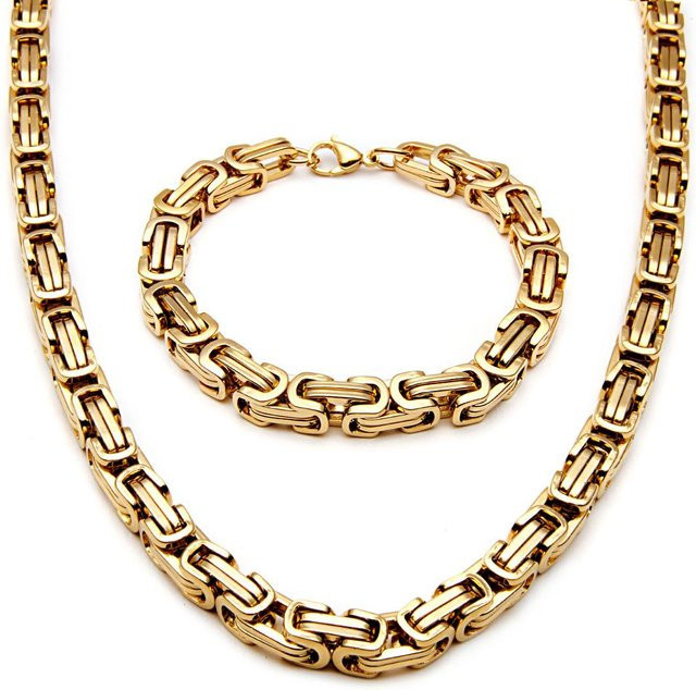 Lucky Star Jewelry Byzantinische Ketten, Edelstahl, Gold, Zirkonia, Unisex - Bild 1
