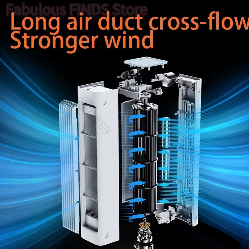 AZNM Turmventilator ohne Rotorblätter zur Wandmontage mit Fernbedienung in Blau und Weiß - Bild 3
