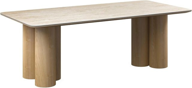 Bessagi Home Esstisch Kiano aus Holz und Keramik in Beige, B/T/H: 220 x 105 x 76 cm - Bild 1