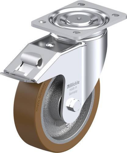 Blickle Lenkrolle LH-GB 180K-FI mit Feststeller, silber, Rad-Durchmesser: 18 cm, Tragfähigkeit: 900 kg - Bild 1
