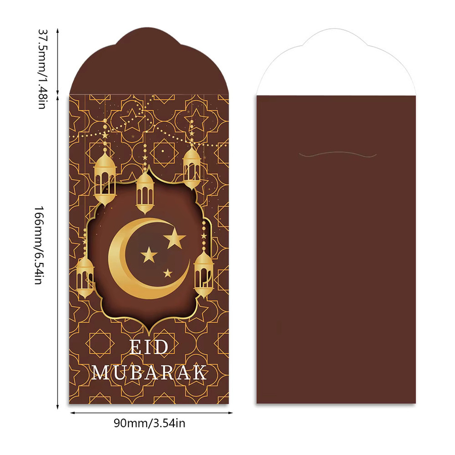 12er-Pack rote Eid Mubarak Umschläge mit Mond und Sternen sowie arabischer Kalligraphie für Ramadan und Zakat-Zahlungen - Bild 5