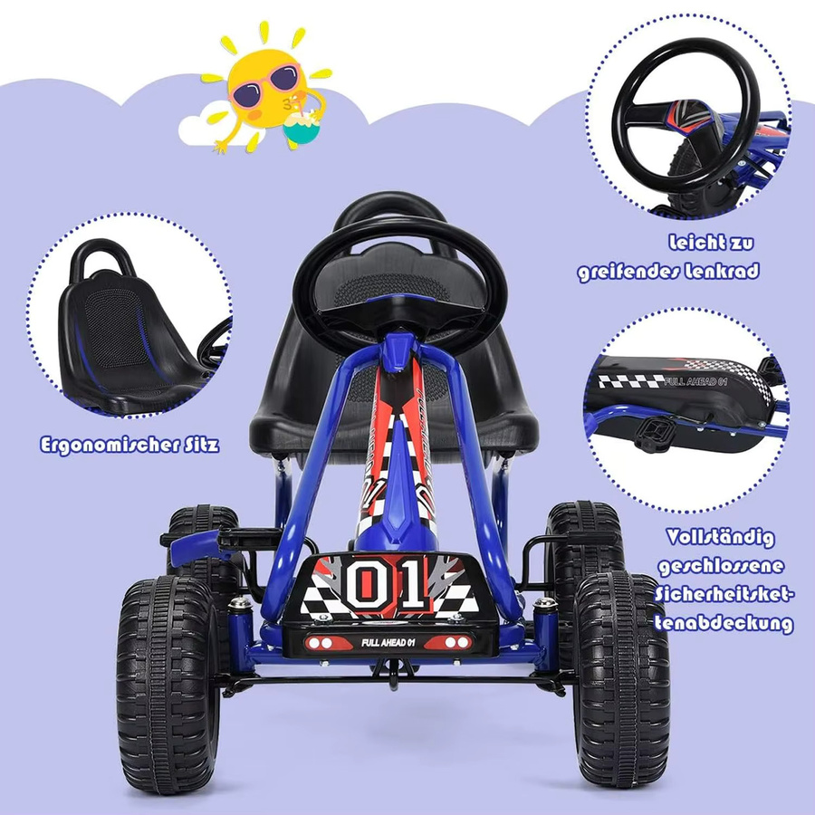 GOFLAME Go-Kart, Tretauto, mit verstellbarem Sitz, mit Handbremse, ab 3 Jahre - Bild 5
