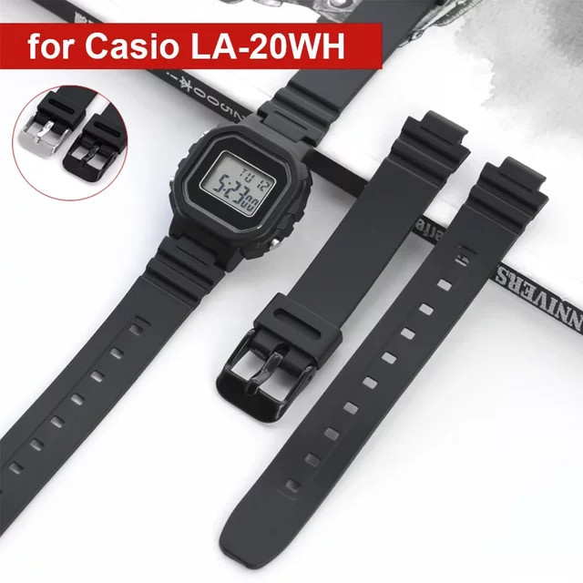 Casio Uhrenarmband, Silikon, Edelstahl, Schwarz, Damen, 10mm - Bild 1