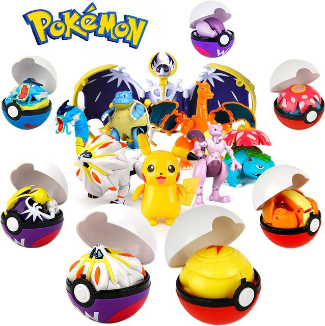 zhuangchen Pokémon Figuren mit Transformations-Pokeball, 6-teiliges Set - Bild 1