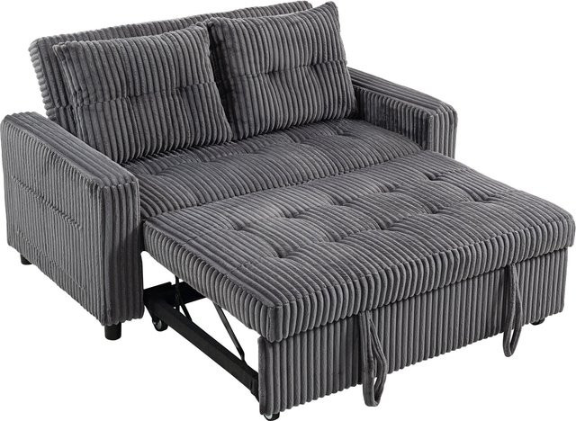 HOMCOM Schlafsofa 2-Sitzer mit Schlaffunktion und Kissen in Dunkelgrau, Breite: 157 cm, Tiefe: 190 cm - Bild 1