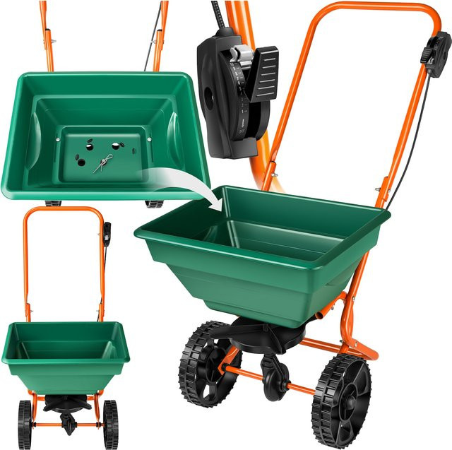 tectake Streuwagen mit großen Rädern und einstellbarer Streumenge, Grün, B/T/H: 75 x 46 x 105 cm, 25 l - Bild 1