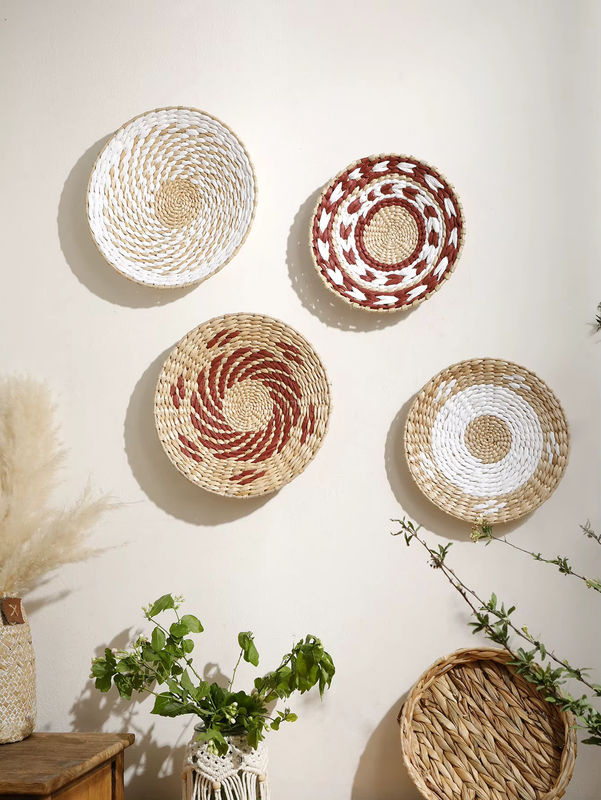 Artilady Wandkorb aus Seegras und Rattan in Beige, handgefertigte geometrische Hängedekoration im Bohemian Stil - Bild 4