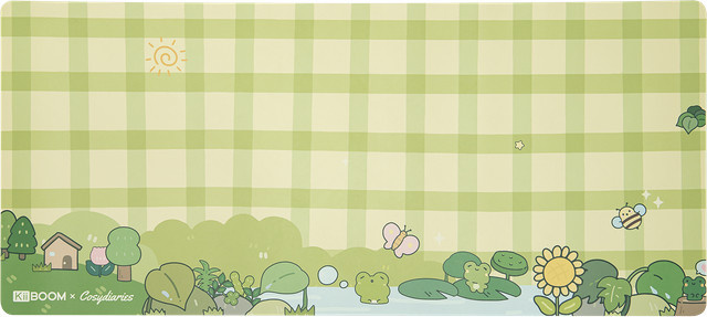 KiiBOOM X Cosydiaries Rainy Froggy Day Schreibtischunterlage aus PU-Leder für Tastatur, Maus und Laptop, Breite: 90 cm, Tiefe: 40 cm - Bild 1