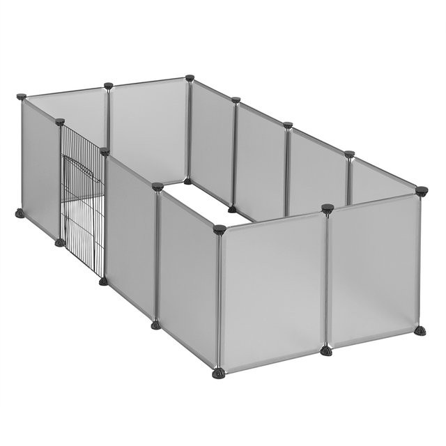 EUGAD Haustier-Laufstall aus Metall in Weiß, modular aufbaubares DIY-Drahtgehege mit Tür für kleine Tiere wie Meerschweinchen, Kaninchen oder Igel - Bild 1