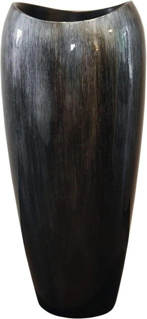 Vivanno Pflanzkübel Deluxe aus Fiberglas in Nachtsilber mit Streifen-Design B/T/H: 37 x 37 x 81 cm - Bild 1