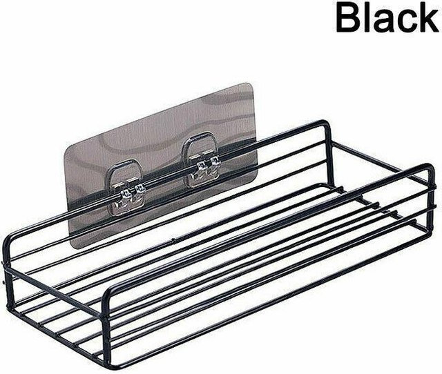 Home Whispers Wandmontiertes Duschregal und Küchen-Aufbewahrungsständer aus Edelstahl in Schwarz Matt - Bild 1