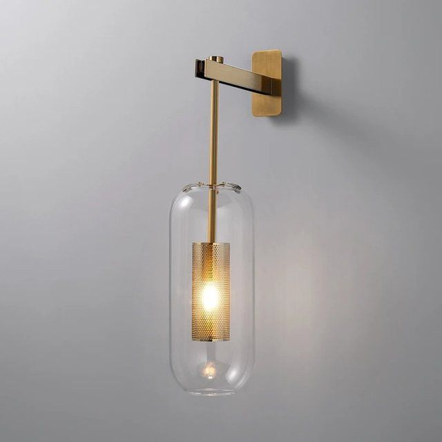 Moderne Wandleuchte aus Glas von Claeted in Gold für Badezimmer, Hotel und Korridor - Bild 1