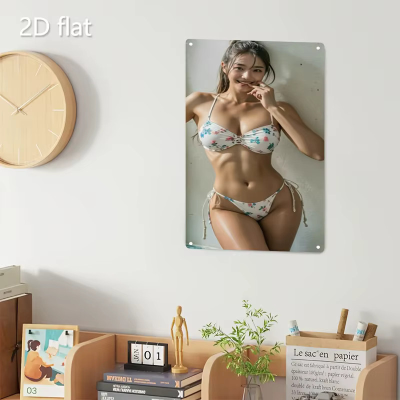HELLOYOUNG Retro Metallschild Bikini-Mädchen Wandkunst aus Eisen in Mehrfarben - Bild 4