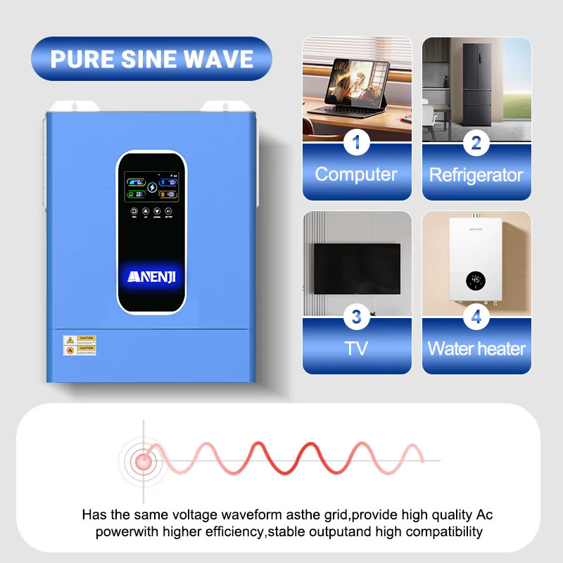 ANENJI Hybrid Solar Inverter 11KW mit Dual PV Eingang, Reine Sinus Welle, 48V 230V, MPPT Solar Ladegerät, Blau - Bild 2