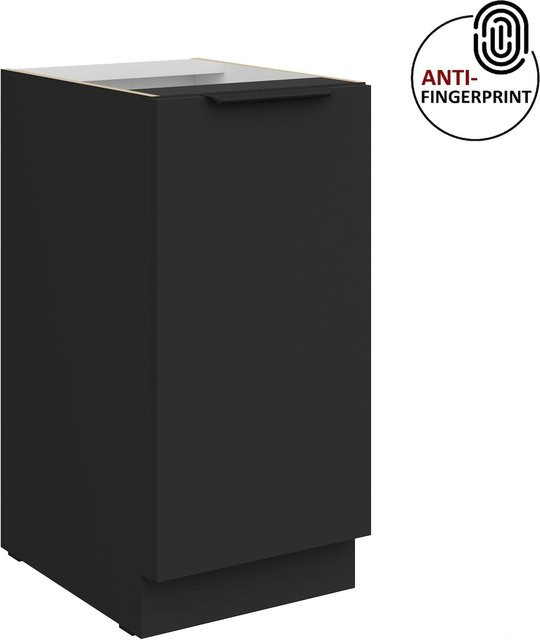 Küchen Unterschrank ARIA 40 in Schwarz matt mit Anti Fingerprint Effekt - Bild 1