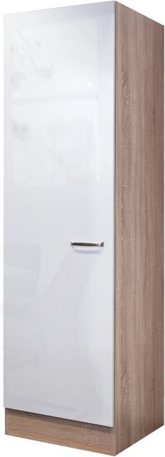Flex-Well Küchenschrank Valero Geschirrschrank in Weiß Hochglanz und Sonoma Eiche, B/T/H: 50 x 57 x 200 cm - Bild 1
