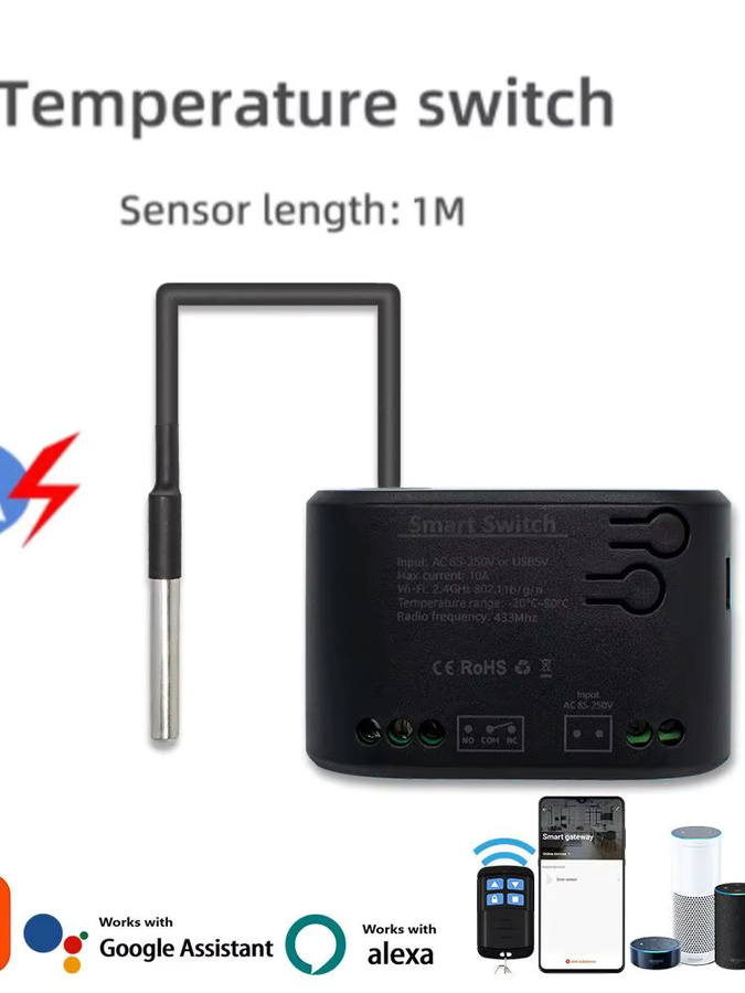 Tuya Smart Temperatur Wifi Schalter Scimagic-RC 10A 2000W Intelligentes Thermostat mit Alexa und Google Home Kompatibilität in Schwarz - Bild 6