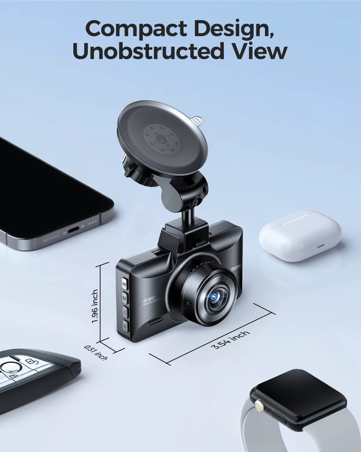AZDOME 4K Dashcam M01 Pro mit 3-Zoll-Bildschirm, Vorder- und Rückkamera, ADAS, G-Sensor und 24-Stunden-Parkmodus, Schwarz - Bild 6
