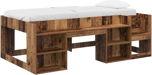 vidaXL Kinderbettgestell mit Stauraum in Altholz-Optik, Farbe: Braun, B/T/H: 80 x 200 x 108,5 cm - Bild 1