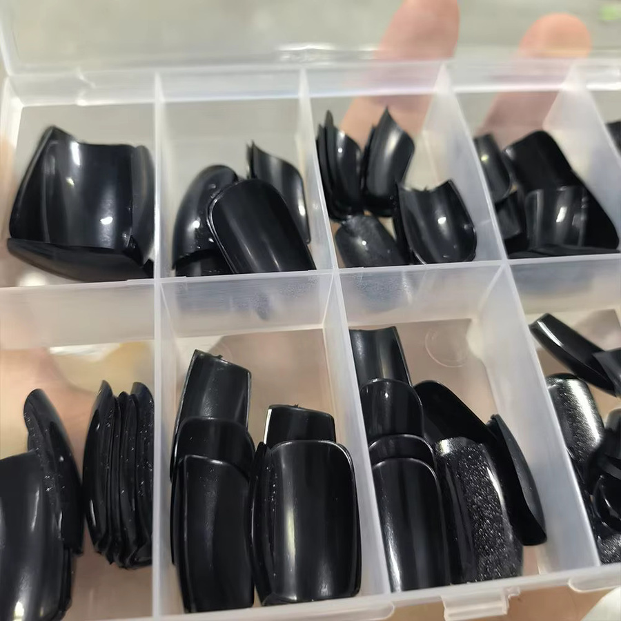 MAFANAILS Katzenaugen-Nägel, schwarz, glänzend, 120 Stück - Bild 3