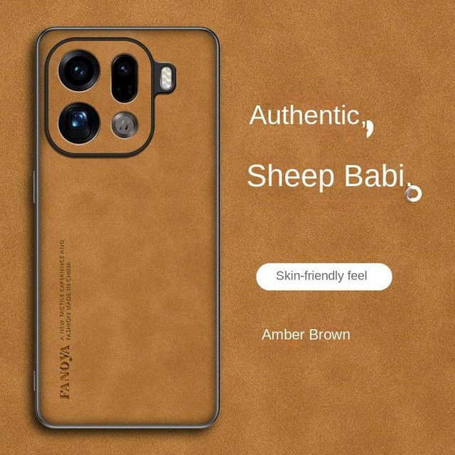 Komfortable Leder- und Wildleder-Schutzhülle für OPPO Find X8 Ultra in Braun mit Objektivschutz - Bild 1