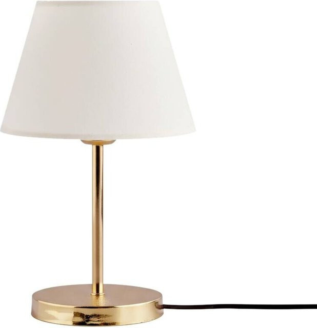 Opviq Tischleuchte in Weiß und Gold aus Metall und Stoff mit E27 Fassung, B/T/H: 22 x 22 x 37 cm - Bild 1