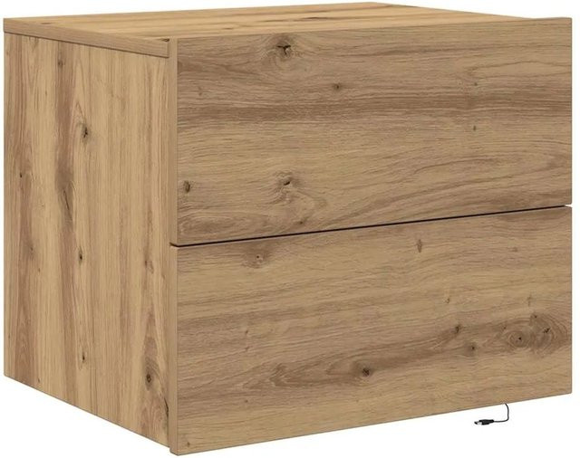 vidaXL Wandmontierter Nachtschrank Eiche Braun mit integrierter Beleuchtung B: 50 cm, T: 39 cm, H: 41 cm - Bild 1