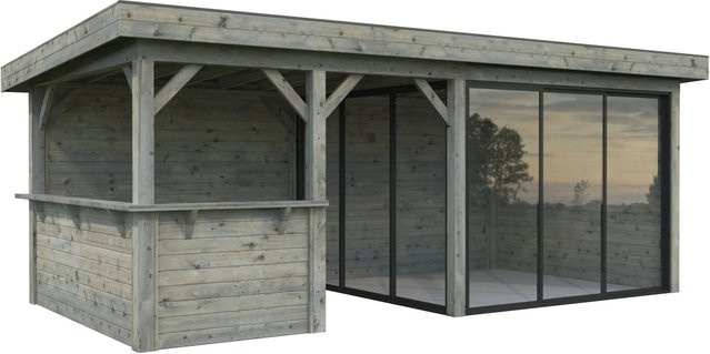 Palmako Pavillon Lenna Set 407 Slide aus Fichtenholz in Grau, B/H/T: 588 x 245 x 300 cm - Bild 1