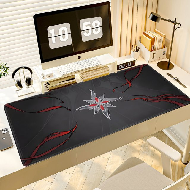 HYBXAXC Genshin Impact Arlecchino Mousepad in Schwarz, B/T: 90 x 40 cm - Bild 1