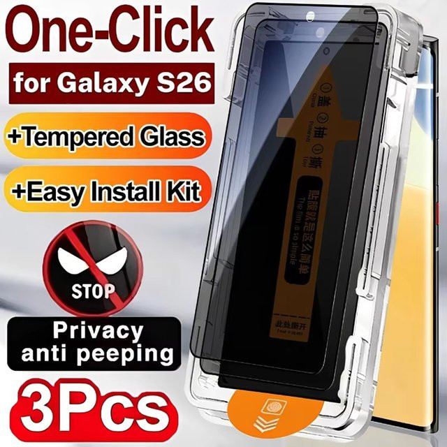 3er-Pack Sichtschutz-Displayschutzfolien für Samsung Galaxy S26 Ultra, S25, S24, S23, A56, A55, A54, A57, A37, A15, A16, A22 inklusive Installationswerkzeug - Bild 1