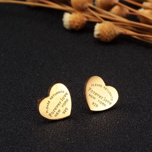 Merci girl Ohrstecker Edelstahl, Gold, Damen, Liebesherz - Bild 1