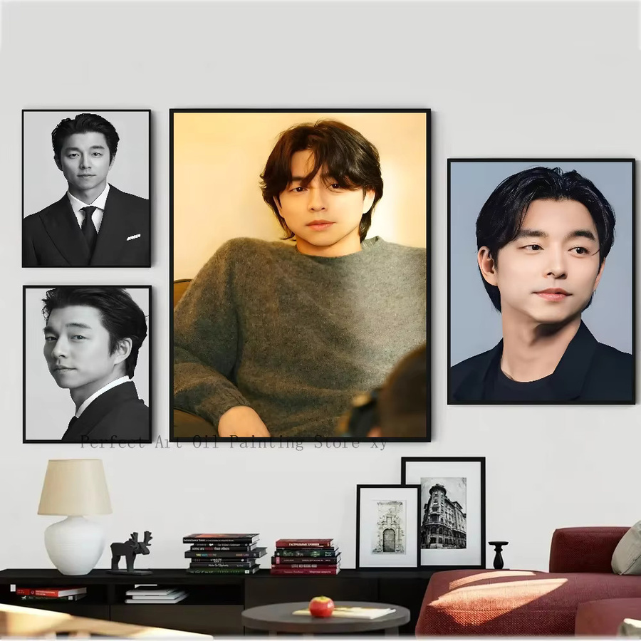 Dekoratives Poster mit Porträt des koreanischen Schauspielers Gong Yoo als moderner Kunstdruck auf Papier in Mehrfarben - Bild 3