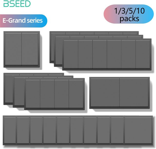 BSEED E-Grand Series Lichtschalter Set aus Kunststoff in Grau für Wandmontage - Bild 1