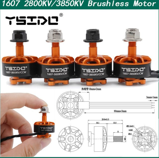 YSIDO 1607 Bürstenloser Motor für Micro Mini FPV RC Racing Drone in Orange - Bild 1