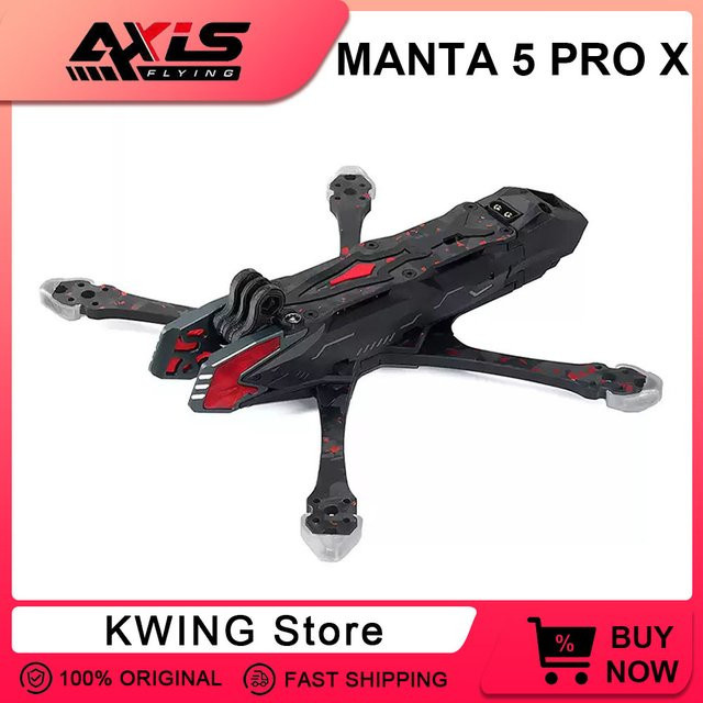 Axisflying Manta 5 Pro Wide X 5 Zoll 6S FPV-Rahmensatz in Schwarz mit 226,5 mm Radstand für RC FPV Freestyle Drohnen und 2207-Motoren - Bild 1