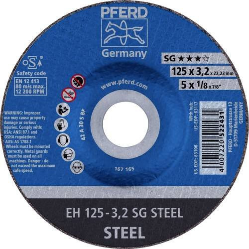 PFERD Trennscheibe EH 125mm SG STEEL gekröpft für Metall, Blau, 25 Stück - Bild 1