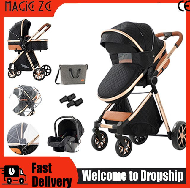 Magic ZC 3-in-1 Reisesystem Kinderwagen mit Autositz und Babywanne, faltbar, Weiß - Bild 1