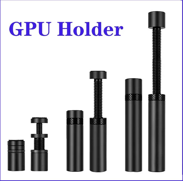 Aluminium GPU Halter Vertikaler Teleskopierbarer Ständer mit Magnetischer Halterung in Schwarz, Unterstützung für 27-120mm - Bild 1