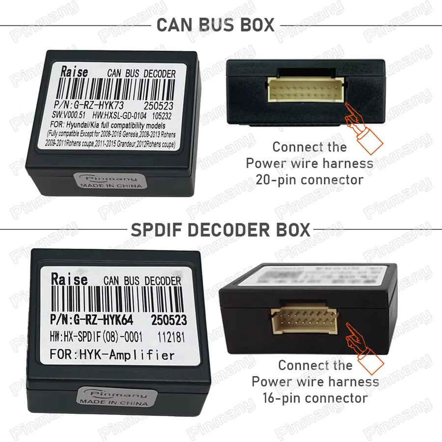 CAN-Bus-Adapter mit SPDIF-Verstärker und optischem Anschluss für Android-Headunits passend für Hyundai Tucson, KIA Sportage und KIA Venge - Bild 2