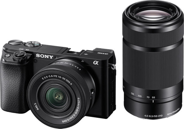 Sony Alpha A6100 Systemkamera mit 16-50 mm f/3.5-5.6 OSS II und 55-210 mm f/4.5-6.3 Objektiven in Schwarz - Bild 1