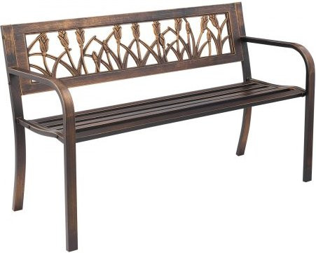 VEVOR Gartenbank aus Karbonstahl mit Blumenmuster und Armlehnen in Antikbronze, Breite: 127 cm - Bild 1